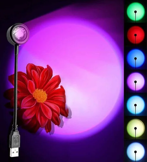 360 Degree Sunset Projector USB Chargeable Night Light Lamp