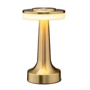 O'Bright Metal Portable LED Table Lamp With Touch Sensor, 3-Levels Brightness, Rechargeable Battery Up To 48 Hours Usage, Night Light For Kids Nursery, Nightstand, Bedside (Gold)