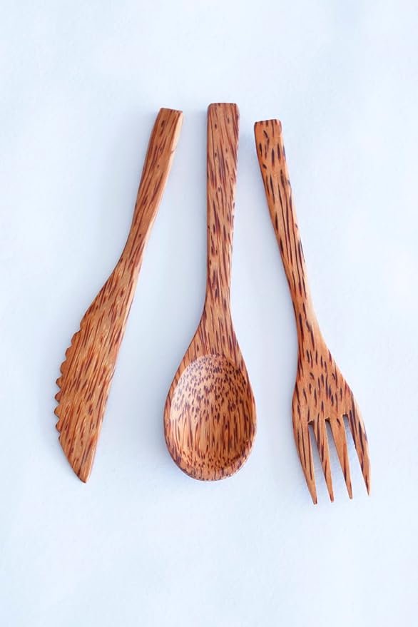 36% OFF Coconut Wood Cutlery Set for Everyday Use (Set of 3) | Eco Friendly Essentials