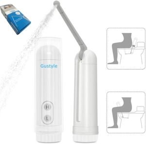 [2nd Generation] Portable Travel Bidet by GUSTYLE, IPX6 Waterproof Electric Bidet Sprayer with Automatic Decompression Film and Nozzle 180 Degree Adjustment (140ml) (White, 140ml)