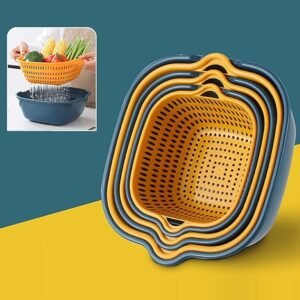 6 Pcs Drain Basket Set with Handles - Versatile Kitchen Colander for Rice, Pasta, Spaghetti, Fruits, Vegetables - ABS Plastic Strainer Bowls -Cooking Pot Drainers & Sifters-(Castleton Green)
