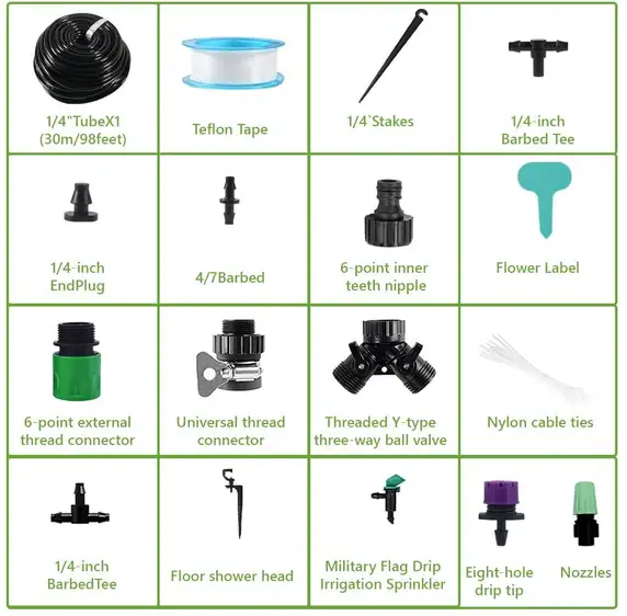 SUPVOX Water Saving Drip Irrigation System Kit (135 Pcs)