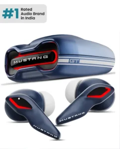 Mustang Torq Wireless Gaming Earbuds with 50 Hrs Playtime, Amp App Connectivity, Mode Sync LEDs, Quad Mic ENC & Bluetooth V5.4