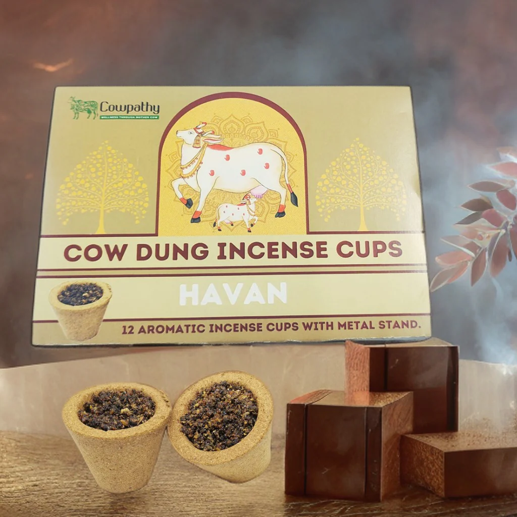 100% Natural Cow Dung Sambharani Havan Cups (Pack of 12pcs) | Mindful Living