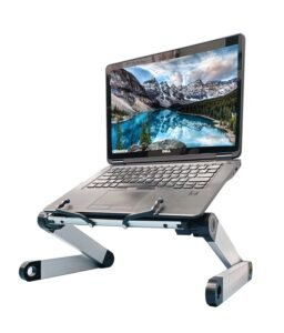 Kriva Adjustable Ergonomic Book Holder Aluminum Laptop Table Stand with Page Clips Multi Heights Angles Portable Cooking Bookstands for Textbook Recipe Tablet TV Bed Workstation Standing Desk(1-Pcs)