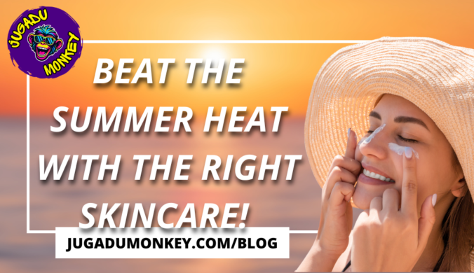 Landscape image showing a women applying sunscreen on her face with sunset background.