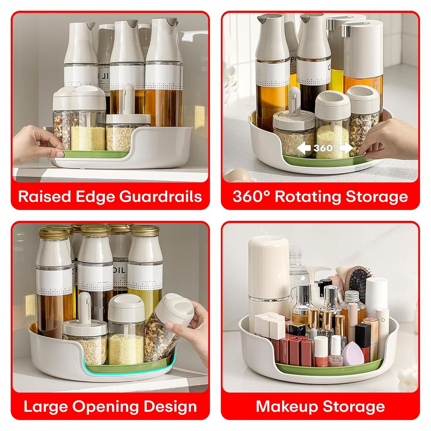 Multipurpose 360° Rotating Organizer Tray Non-Slip Leather Base