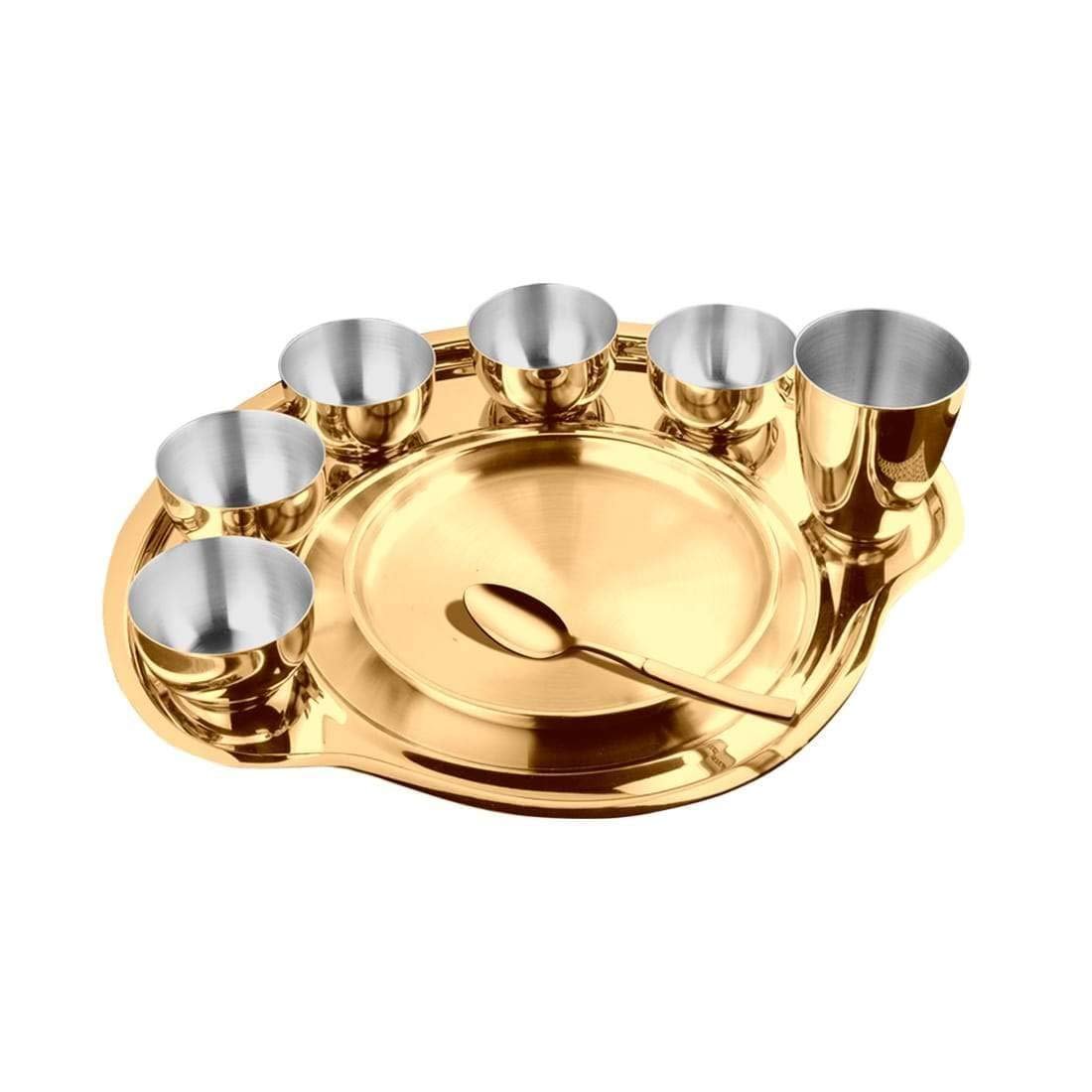 High-Grade Stainless-Steel Thali Set with PVD Coating (Gold)