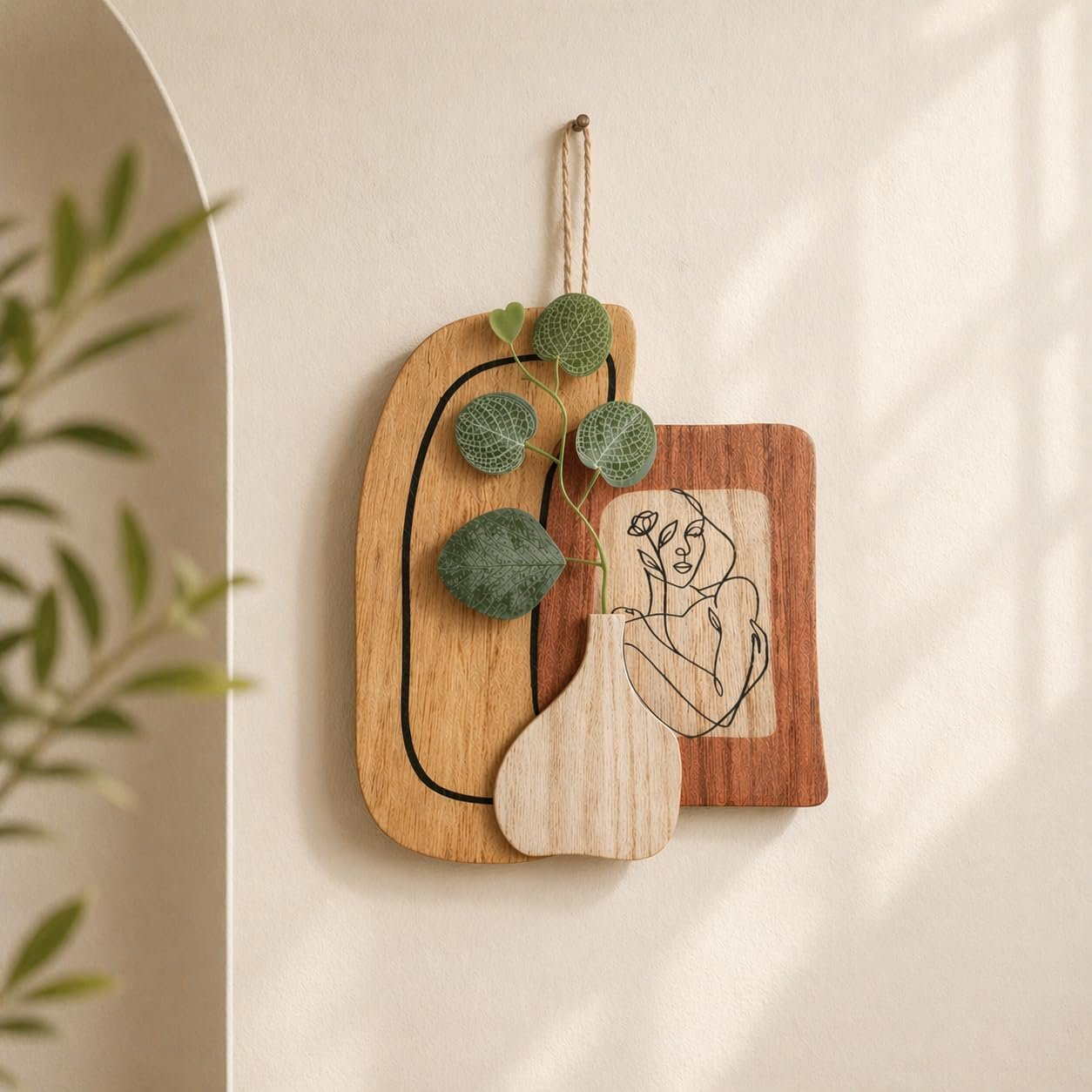 Abstract Wooden Wall Hanging Decor 19.5L×1.6W× 23.5H cms
