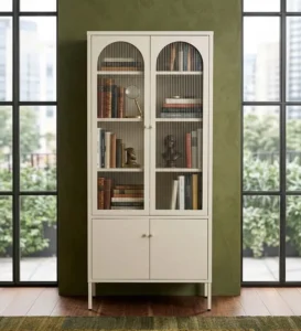 Astra Multipurpose Metal Bookshelf in Cream Color H71xW31xD14