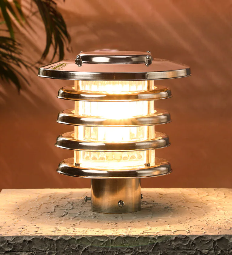 58% OFF Zeta Silver Metal Decorative Gate Light 20 cmx20cmx21cm (Pack of 1) | Outdoor